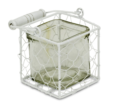 15S002WS - Belen Jar & Wire Basket - Sm
