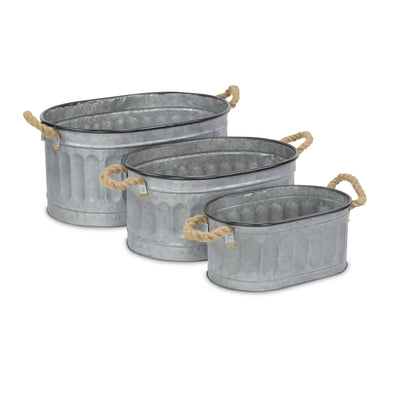 5081-3 - Kalani Oval Galvanized Buckets