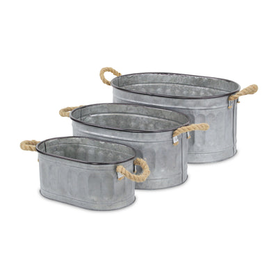 5081-3 - Kalani Oval Galvanized Buckets