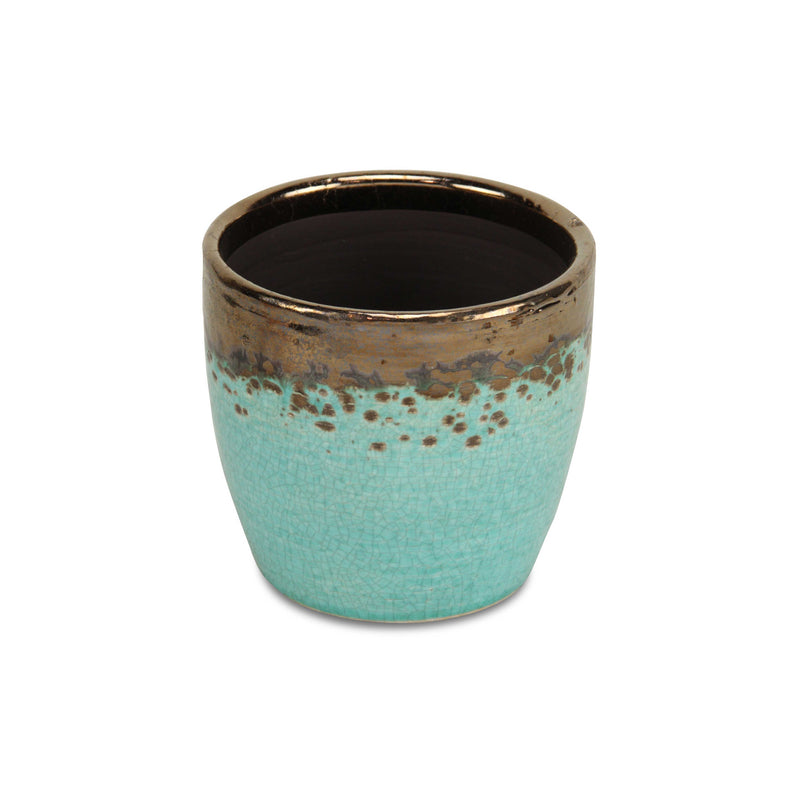 5330BL - Junius Electroplate Ceramic Pot - Blue