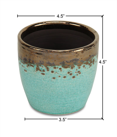 5330BL - Junius Electroplate Ceramic Pot - Blue