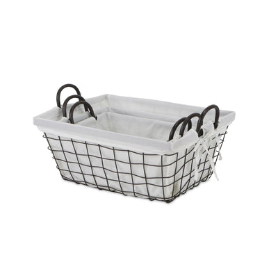FP-4367-3WL - Caden White Fabric Lined Baskets