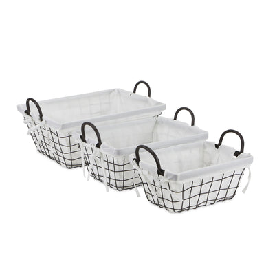 FP-4367-3WL - Caden White Fabric Lined Baskets