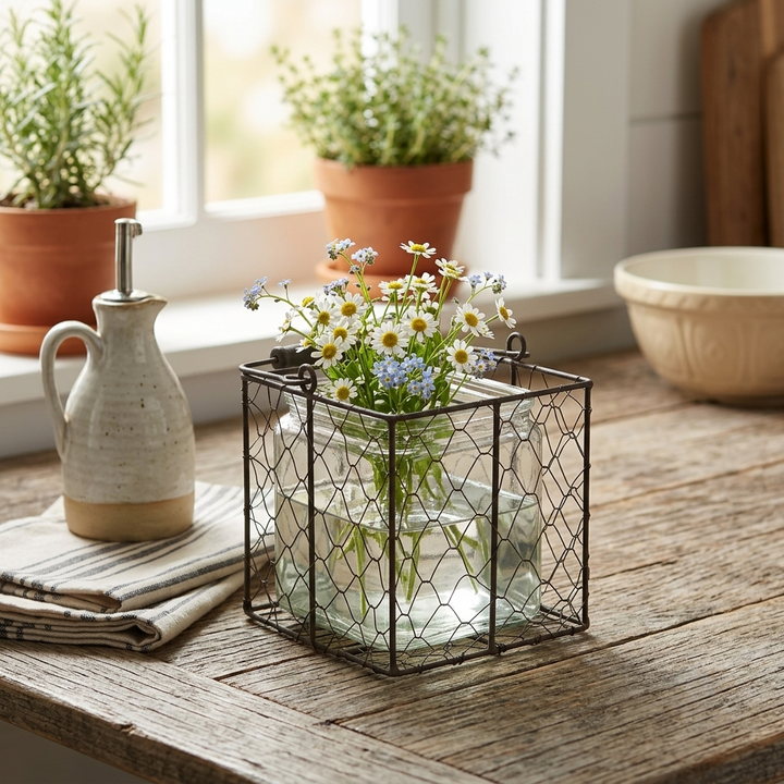 15S002BR - Teska Jar & Wire Basket - Square