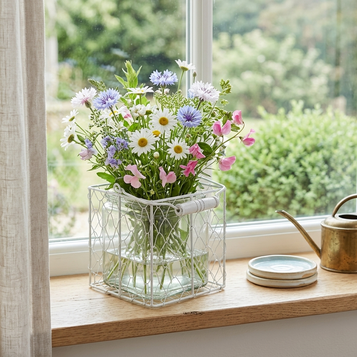 15S002W - Belen Jar & Wire Basket - Square