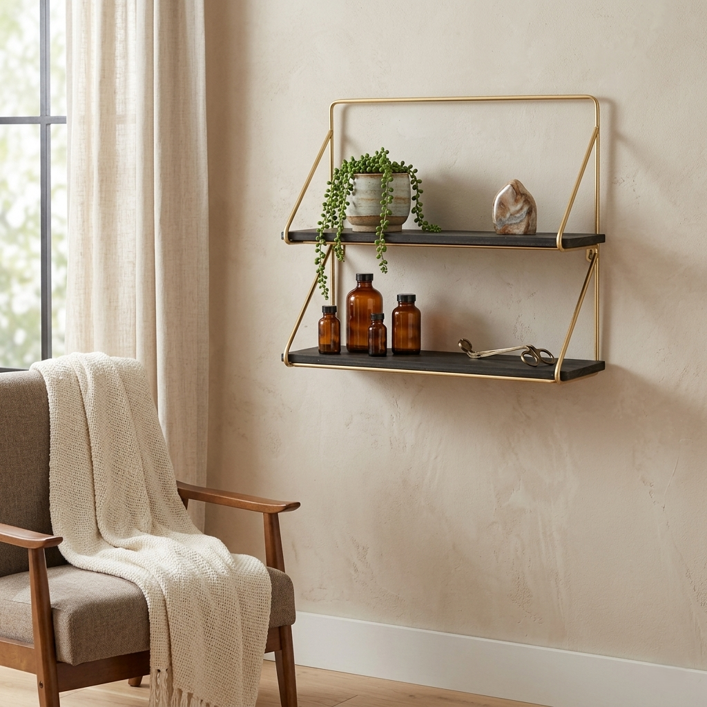 4808 - Nicasia Wood Wall Shelf