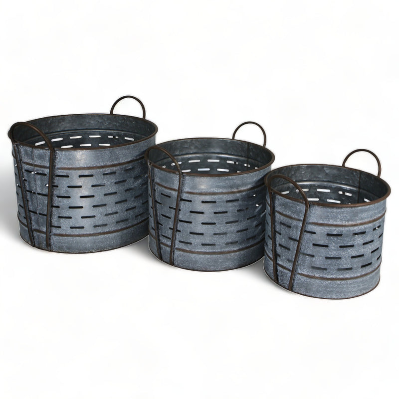 4877-3 - Rosal Galvanized Olive Buckets