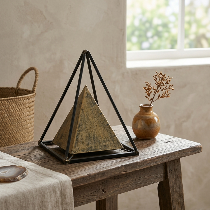 4920 - Isaben Pyramid Tabletop Sculpture, Bronze 10.5" Metal