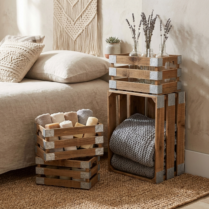 4947-4 - Uliel Galvanized & Brown Crates