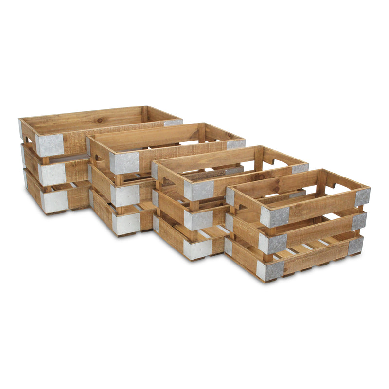 4947-4 - Uliel Galvanized & Brown Crates