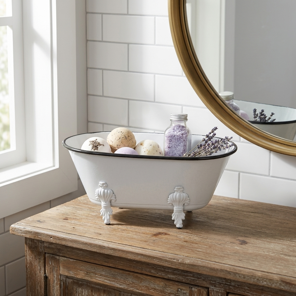 5018W - Lavande White Tub Decor
