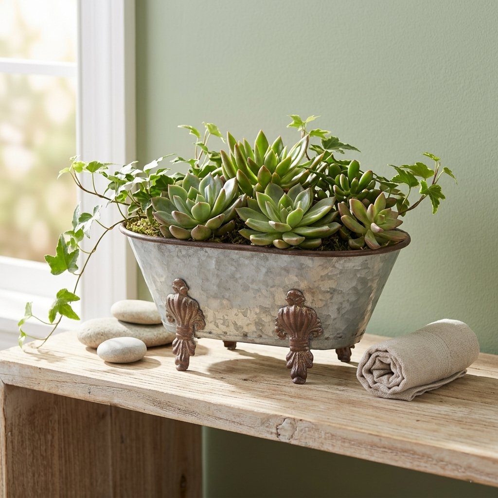 5018GV - Lavande Galvanized Tub Decor