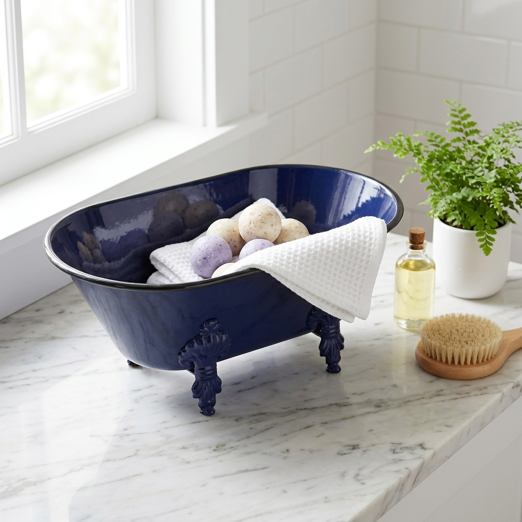 5018NB - Lavande Navy Blue Tub Decor