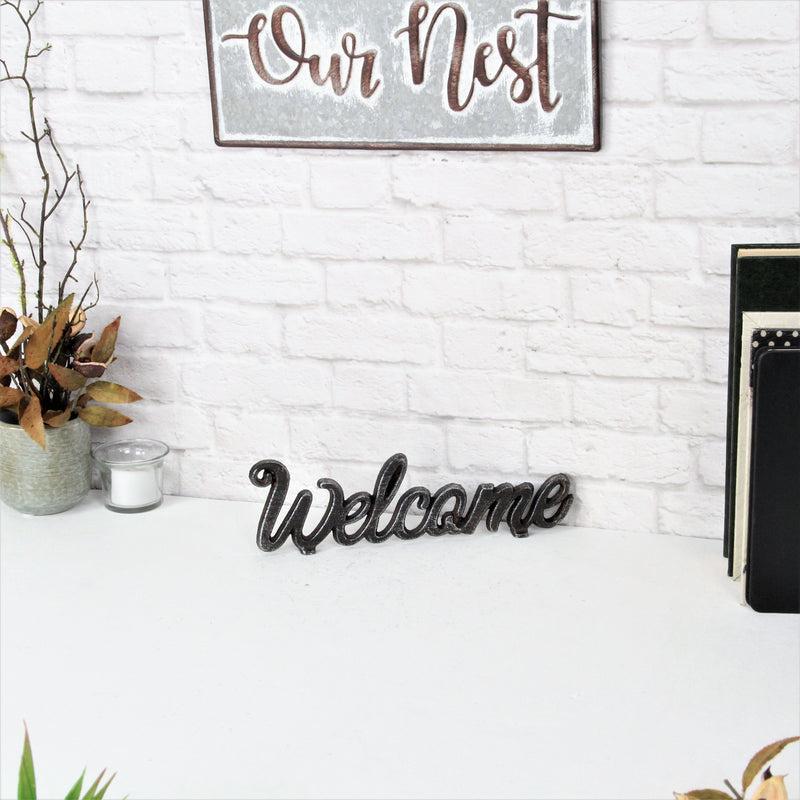 5333 - Ingrid "Welcome" Cast Iron Décor - Natural