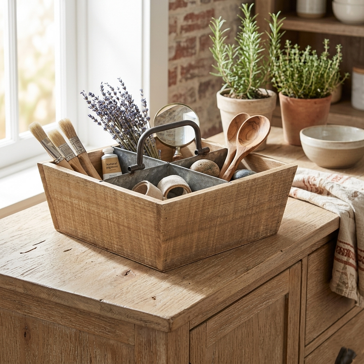 5563 - Renee 4 Slot Wood Caddy