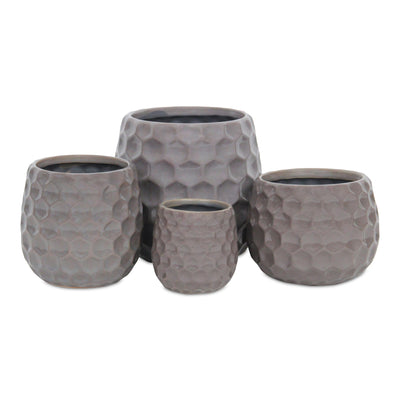 5592GR - Farrier Hexagon  Gray Ceramic Pot