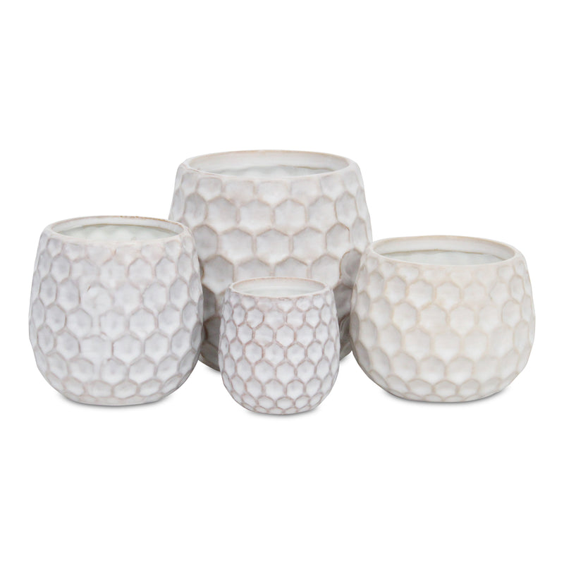 5592WT - Farrier Hexagon  White Ceramic Pot