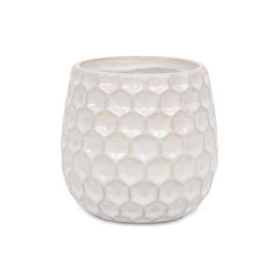 5592WT - Farrier Hexagon  White Ceramic Pot