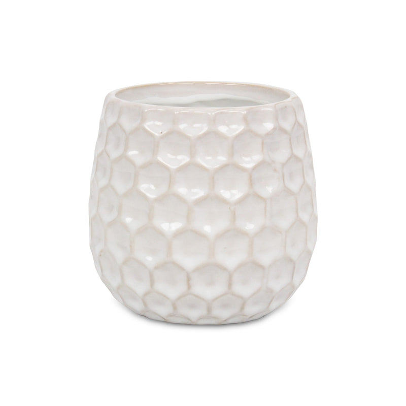 5592WT - Farrier Hexagon  White Ceramic Pot