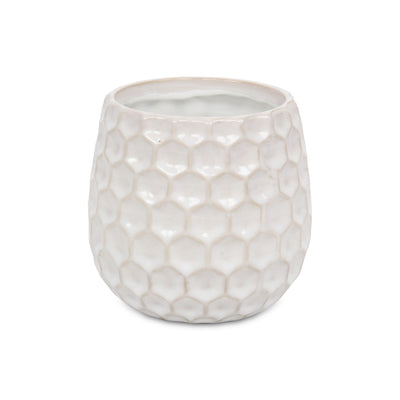 5592WT - Farrier Hexagon  White Ceramic Pot