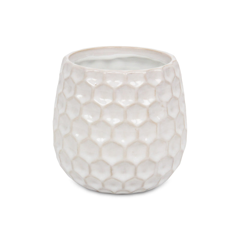 5592WT - Farrier Hexagon  White Ceramic Pot