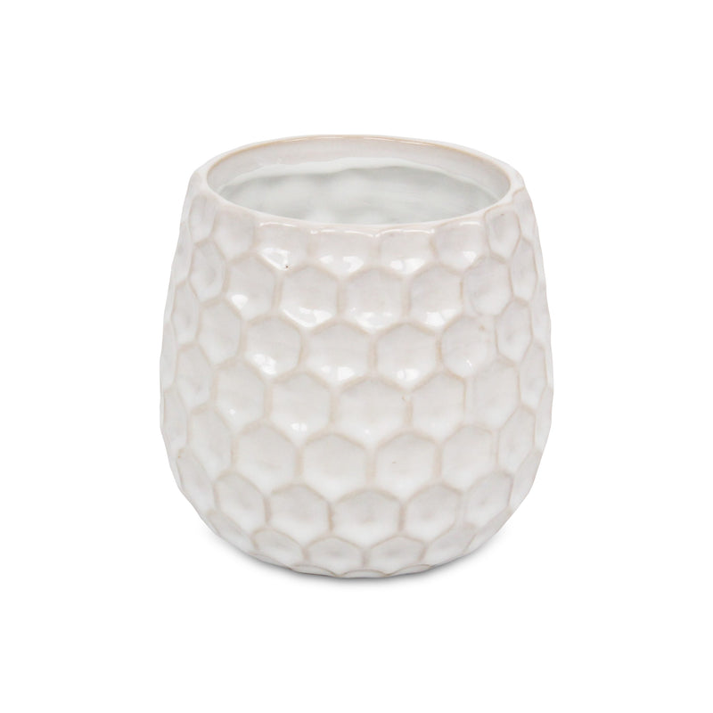 5592WT - Farrier Hexagon  White Ceramic Pot