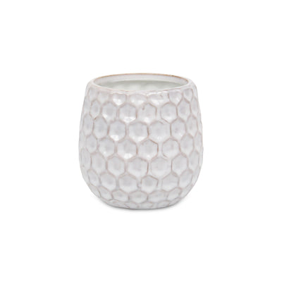 5592WT - Farrier Hexagon  White Ceramic Pot