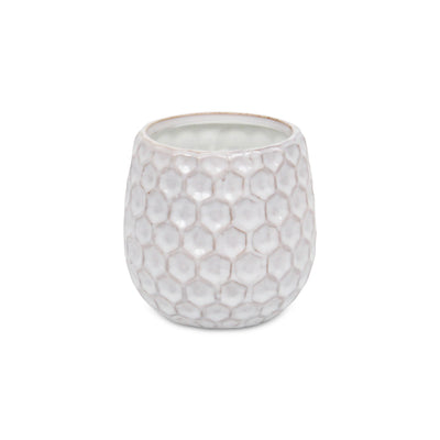 5592WT - Farrier Hexagon  White Ceramic Pot