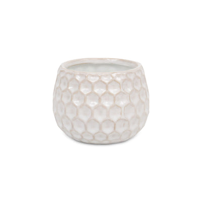 5592WT - Farrier Hexagon  White Ceramic Pot