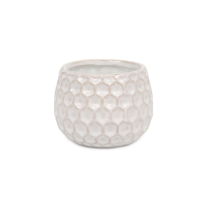 5592WT - Farrier Hexagon  White Ceramic Pot