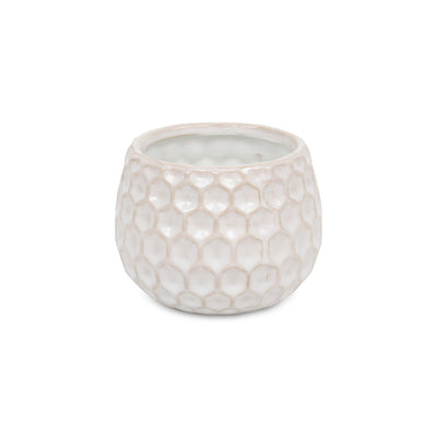 5592WT - Farrier Hexagon  White Ceramic Pot