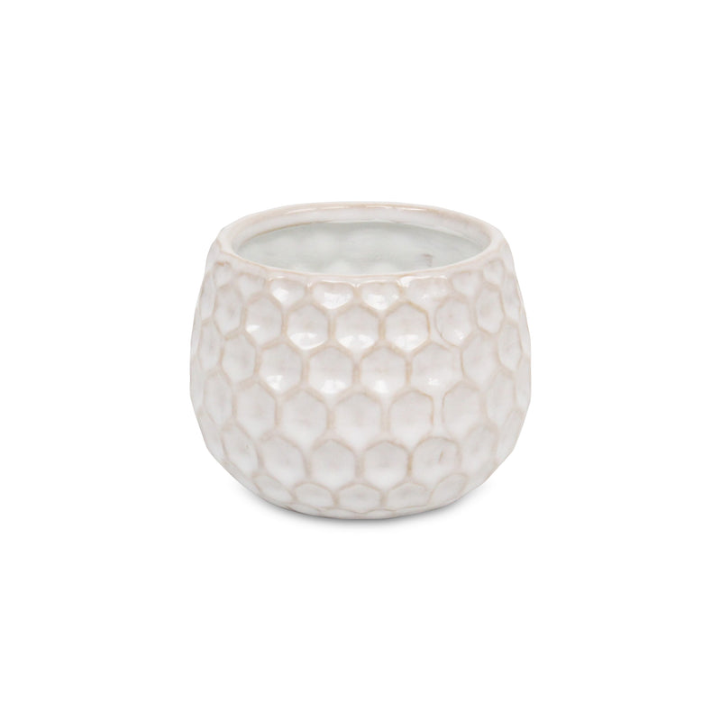 5592WT - Farrier Hexagon  White Ceramic Pot