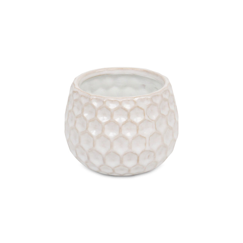 5592WT - Farrier Hexagon  White Ceramic Pot