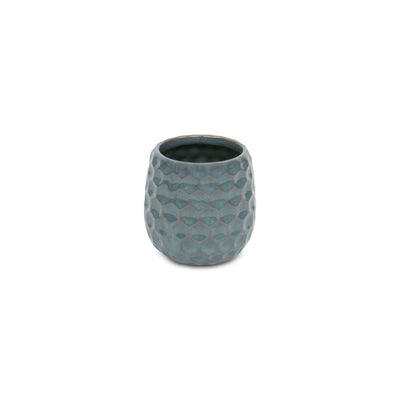 5592BL - Farrier Hexagon  Blue Ceramic Pot
