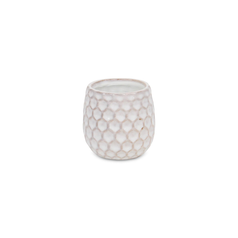 5592WT - Farrier Hexagon  White Ceramic Pot