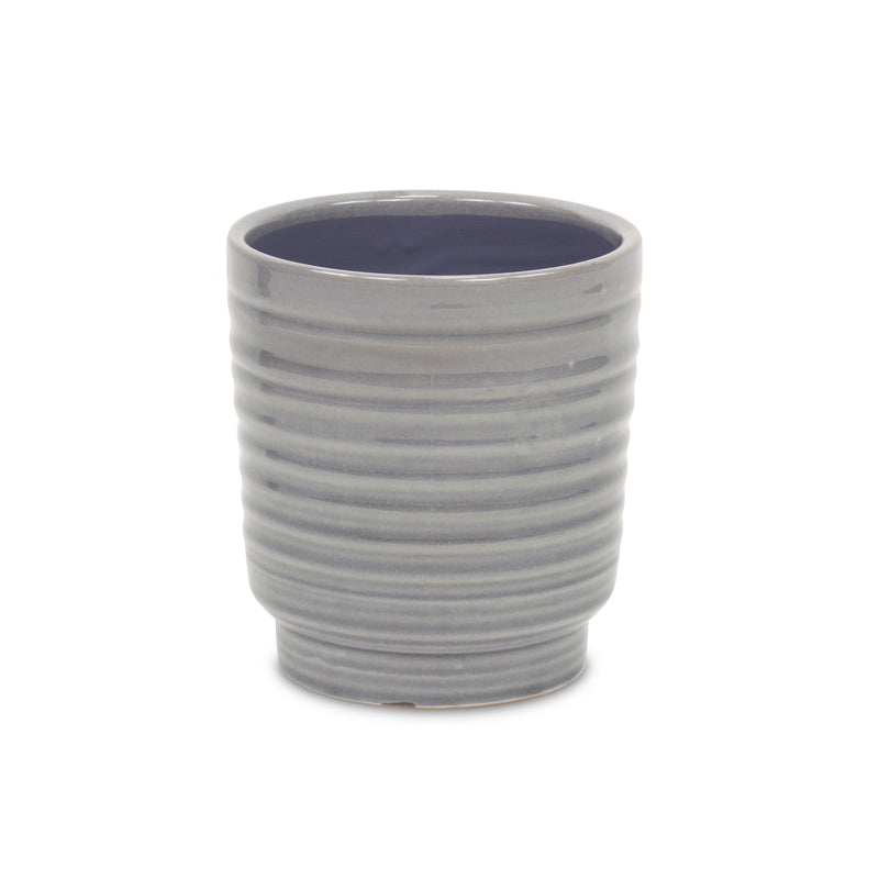 5658GR - Celadi Gray Rippled Ceramic Pot