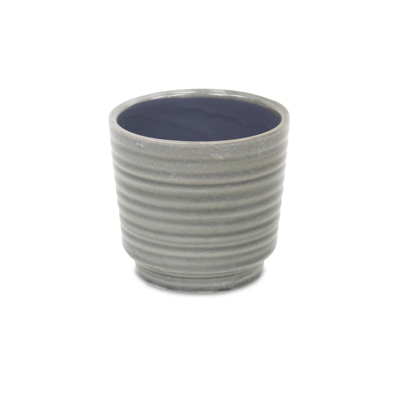 5658GR - Celadi Gray Rippled Ceramic Pot