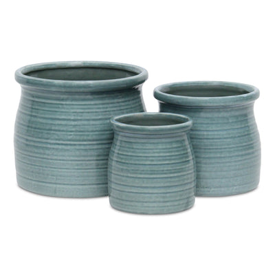 5662GRN - Kifon Green Curved Ceramic Pot