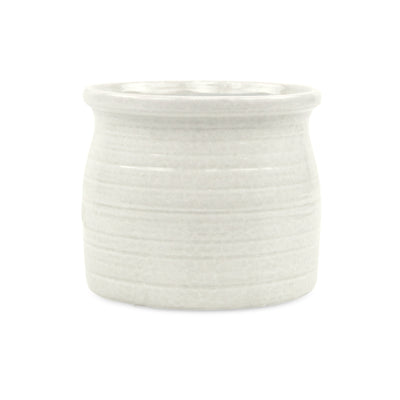 5662WT - Kifon White Curved Ceramic Pot