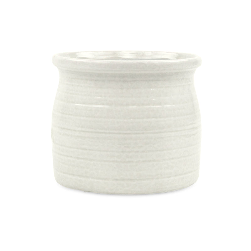 5662WT - Kifon White Curved Ceramic Pot