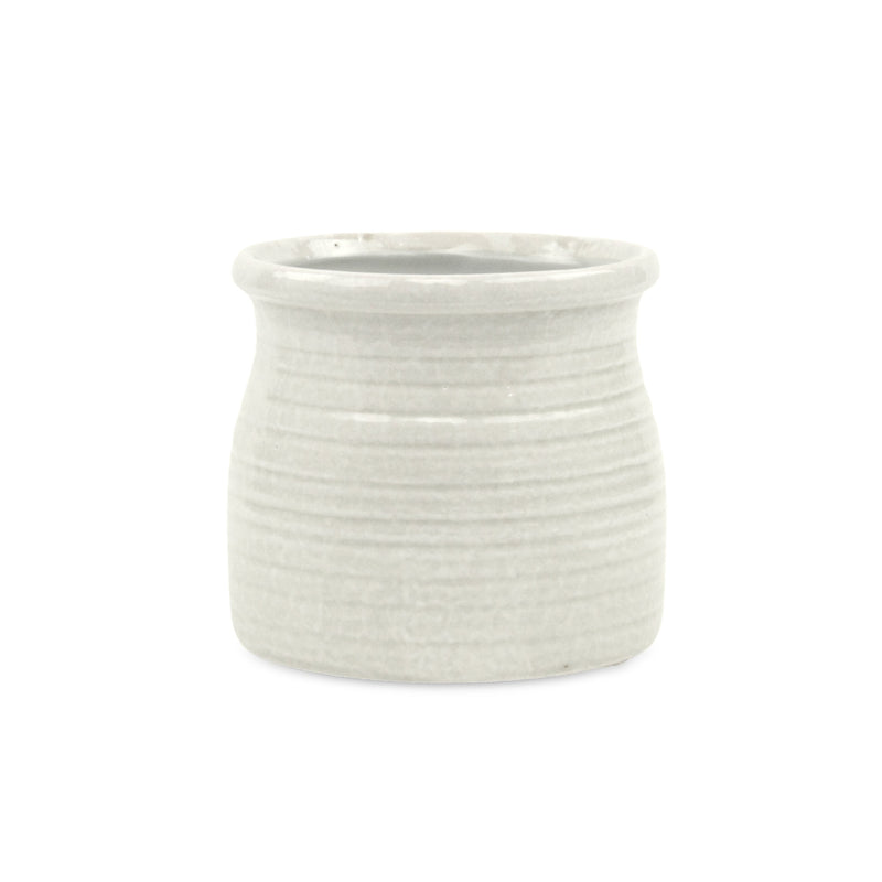 5662WT - Kifon White Curved Ceramic Pot