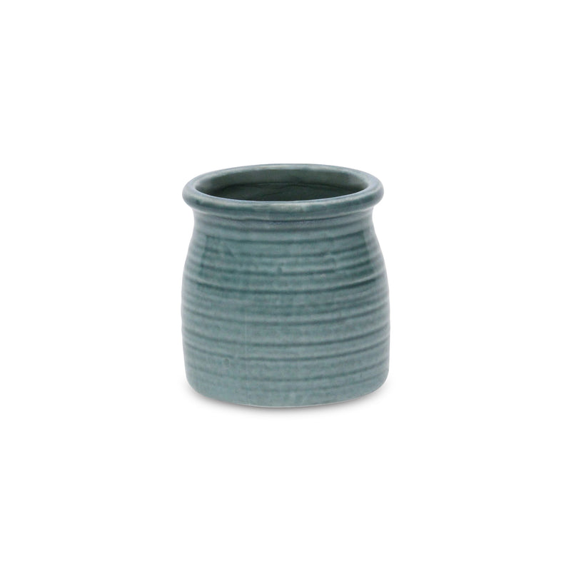 5662GRN - Kifon Green Curved Ceramic Pot