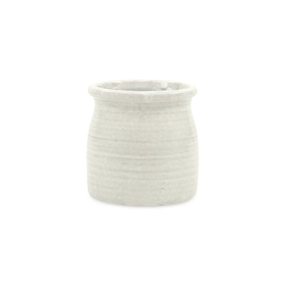 5662WT - Kifon White Curved Ceramic Pot