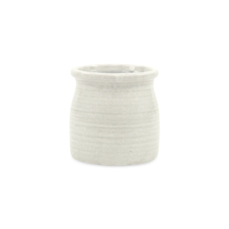 5662WT - Kifon White Curved Ceramic Pot
