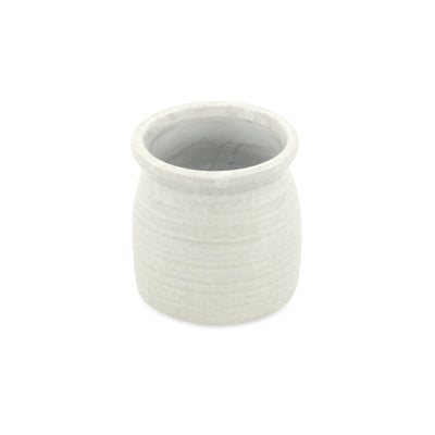 5662WT - Kifon White Curved Ceramic Pot
