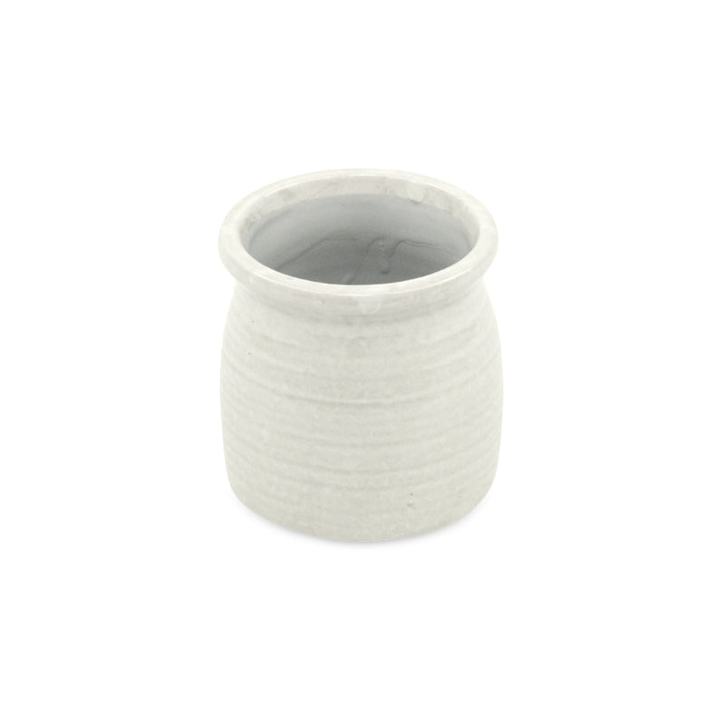 5662WT - Kifon White Curved Ceramic Pot