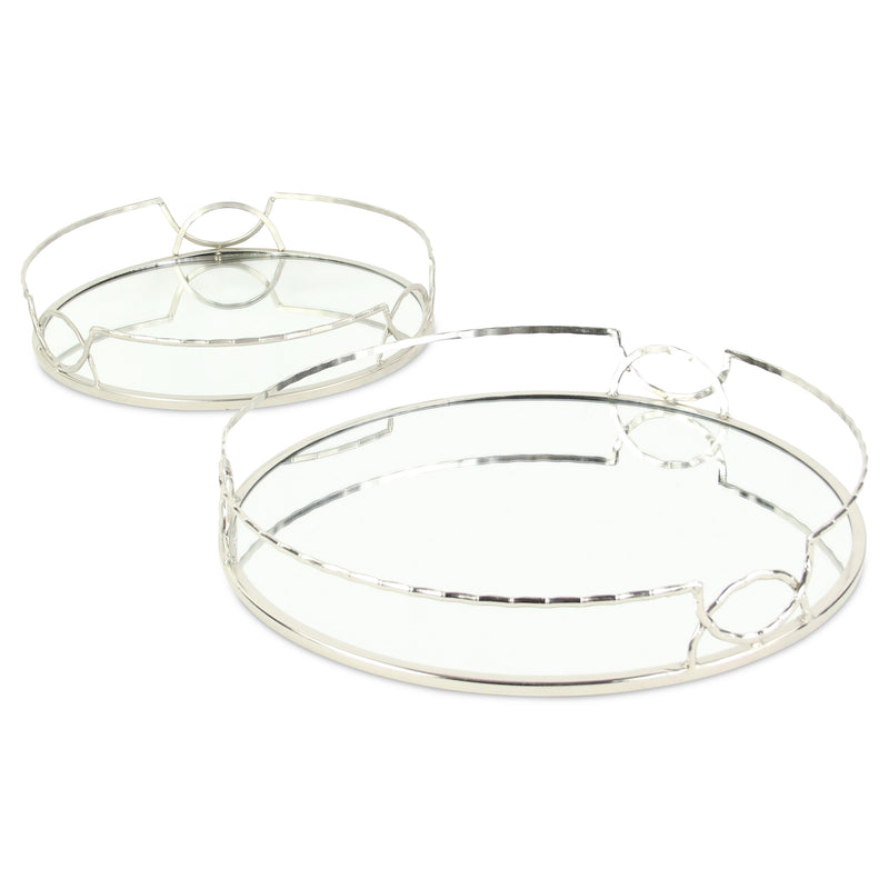 5694-2SV - Mianzi Metal Bamboo Silver Trays