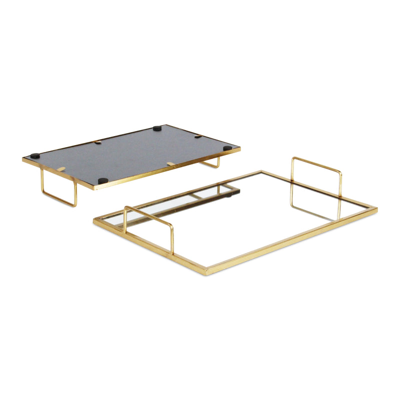 5735-2GD - Mianzi Handled Gold Trays