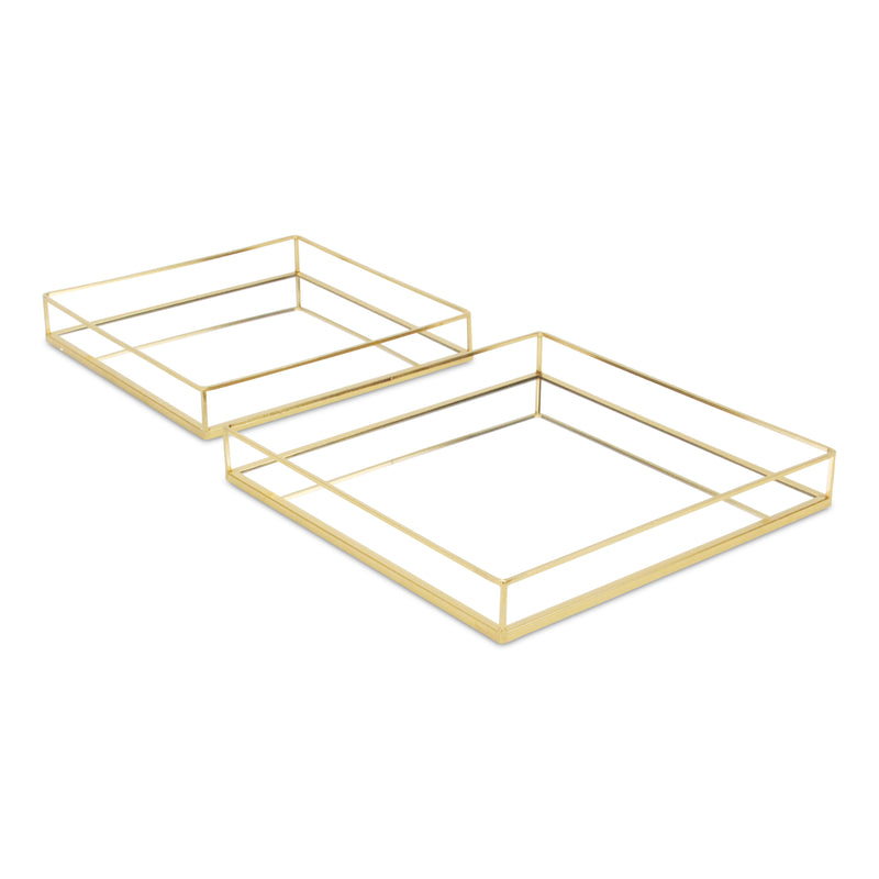 5736-2GD - Mianzi Square Gold Trays