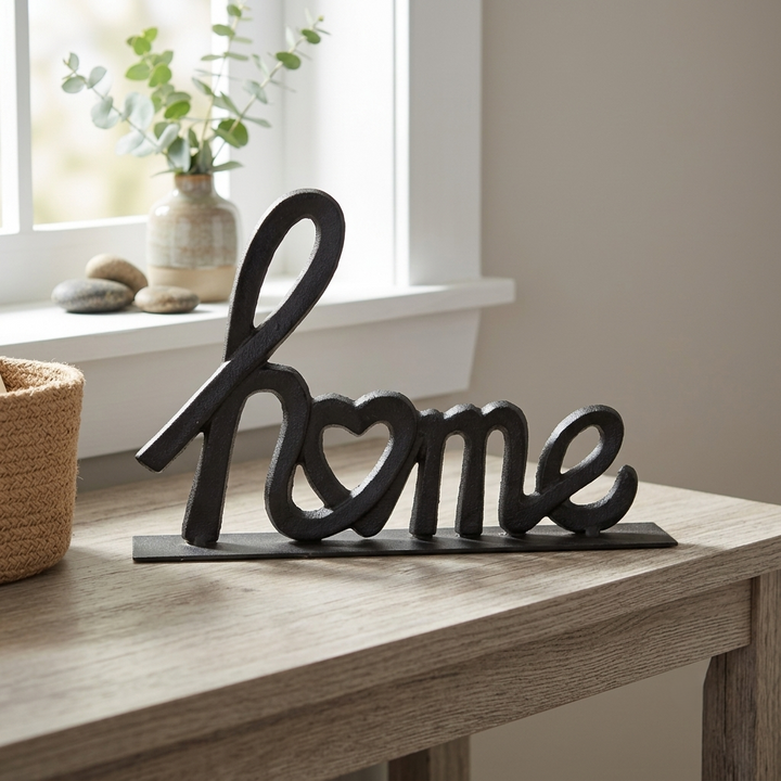 5760BK - Roven "Home" 12.25" Cast Iron Tabletop Sign - Black